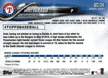 2018 Topps Update Ariel Jurado RC #US124 Texas Rangers