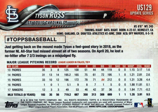 2018 Topps Update Tyson Ross  #US129 St. Louis Cardinals
