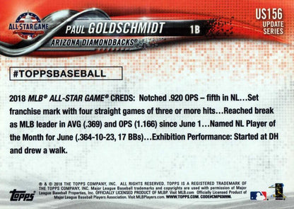 2018 Topps Update Paul Goldschmidt ASG #US156 Arizona Diamondbacks