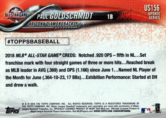 2018 Topps Update Paul Goldschmidt ASG #US156 Arizona Diamondbacks