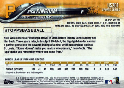 2018 Topps Update Nick Kingham RC #US201 Pittsburgh Pirates