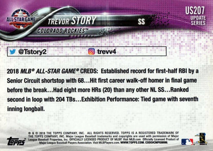 2018 Topps Update Trevor Story ASG #US207 Colorado Rockies
