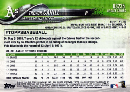 2018 Topps Update Trevor Cahill  #US235 Oakland Athletics