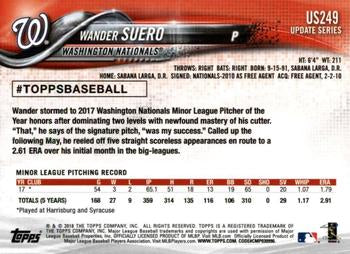 2018 Topps Update Wander Suero RC #US249 Washington Nationals