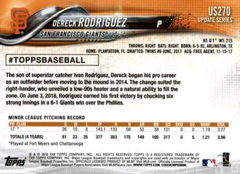 2018 Topps Update Dereck Rodriguez RC #US270 San Francisco Giants