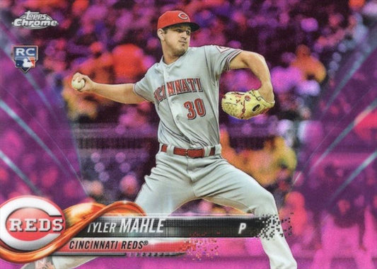 2018 Topp Chrome Pink Refractor Tyler Mahle RC #12 Cincinnati Reds