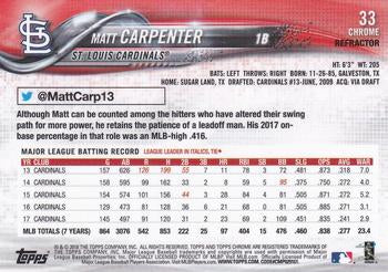 2018 Topp Chrome Pink Refractor Matt Carpenter #33 St. Louis Cardinals
