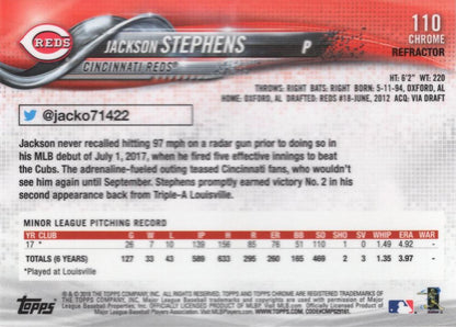 2018 Topp Chrome Pink Refractor Jackson Stephens RC #110 Cincinnati Reds