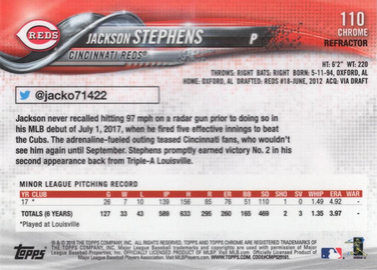 2018 Topp Chrome Pink Refractor Jackson Stephens RC #110 Cincinnati Reds