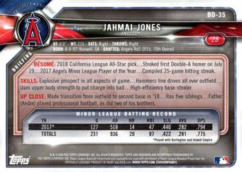 2018 Bowman Draft Jahmai Jones  BD-35 Los Angeles Angels