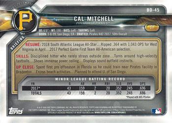 2018 Bowman Draft Cal Mitchell  BD-45 Pittsburgh Pirates