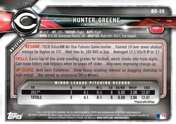 2018 Bowman Draft Hunter Greene  BD-58 Cincinnati Reds