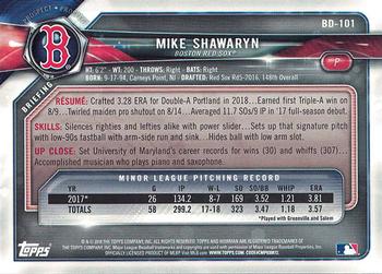 2018 Bowman Draft Mike Shawaryn  BD-101 Boston Red Sox
