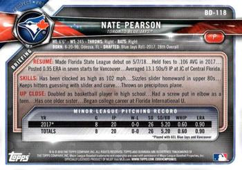 2018 Bowman Draft Nate Pearson  BD-118 Toronto Blue Jays