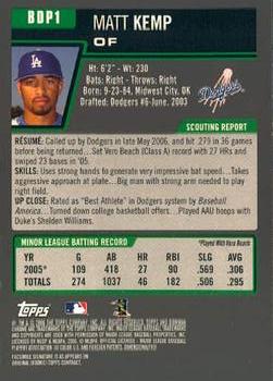 2006 Bowman Draft Picks & Prospects Chrome Matt Kemp BDP1 Los Angeles Dodgers