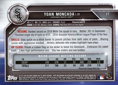 2019 Bowman Yoan Moncada #27 Chicago White Sox