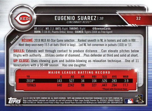 2019 Bowman Eugenio Suarez #32 Cincinnati Reds