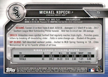 2019 Bowman Michael Kopech RC #75 Chicago White Sox