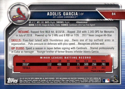 2019 Bowman Adolis Garcia RC #84 St. Louis Cardinals