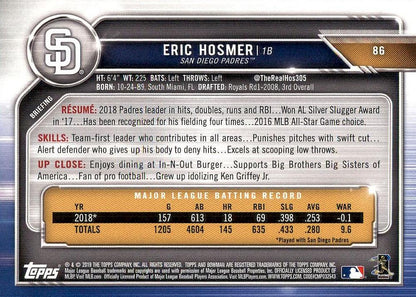 2019 Bowman Eric Hosmer #86 San Diego Padres