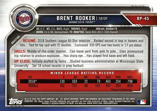 2019 Bowman Prospects Brent Rooker #BP-45 Minnesota Twins