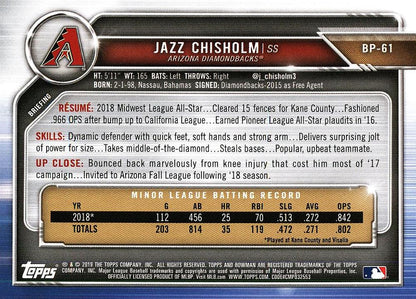 2019 Bowman Prospects Jazz Chisholm #BP-61 Arizona Diamondbacks