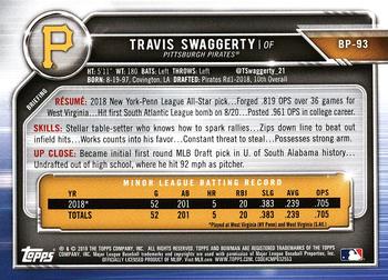 2019 Bowman Prospects Travis Swaggerty #BP-93 Pittsburgh Pirates