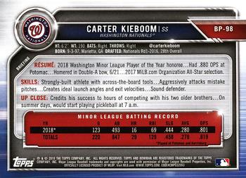 2019 Bowman Prospects Carter Kieboom #BP-98 Washington Nationals