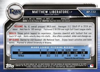2019 Bowman Prospects Matthew Liberatore #BP-112 Tampa Bay Rays