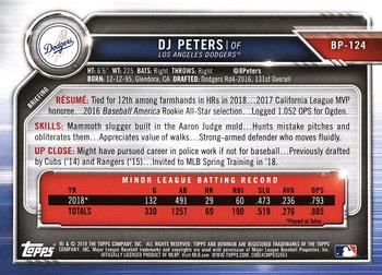2019 Bowman Prospects DJ Peters #BP-124 Los Angeles Dodgers