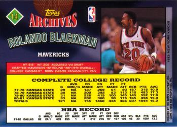 1992-93 Topps Archives Rolando Blackman  #14 Dallas Mavericks
