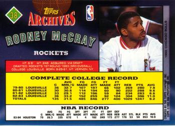 1992-93 Topps Archives Rodney McCray  #38 Houston Rockets