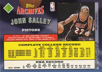 1992-93 Topps Archives John Salley  #87 Detroit Pistons