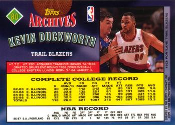 1992-93 Topps Archives Kevin Duckworth  #80 Portland Trail Blazers
