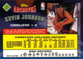 1992-93 Topps Archives Kevin Johnson  #93 Cleveland Cavaliers