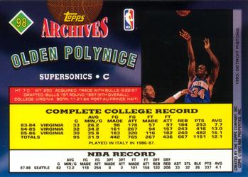 1992-93 Topps Archives Olden Polynice  #98 Seattle SuperSonics