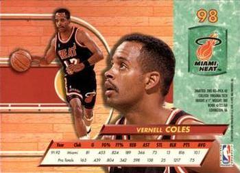 1992-93 Fleer Ultra Vernell Coles #98 Miami Heat