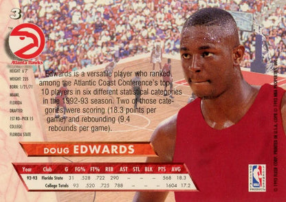 1993-94 Fleer Ultra Doug Edwards DPK,RC #3 Atlanta Hawks