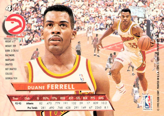 1993-94 Fleer Ultra Duane Ferrell #4 Atlanta Hawks