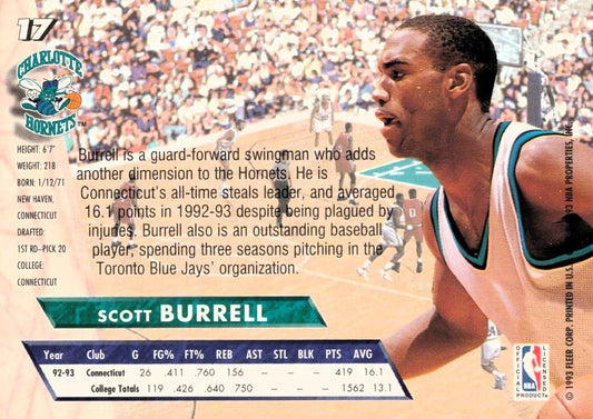 1993-94 Fleer Ultra Scott Burrell DPK,RC #17 Charlotte Hornets