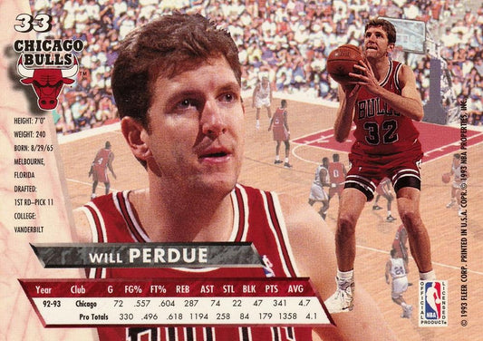 1993-94 Fleer Ultra Will Perdue #33 Chicago Bulls