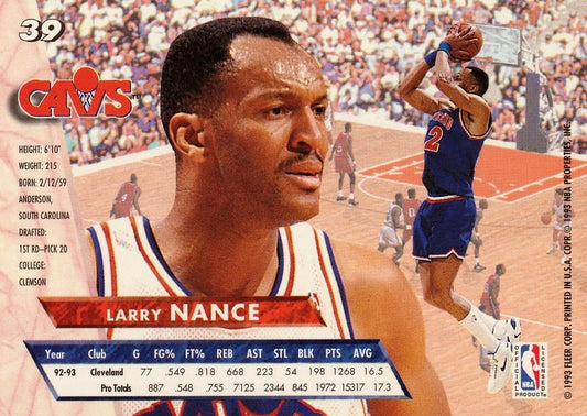 1993-94 Fleer Ultra Larry Nance #39 Cleveland Cavaliers