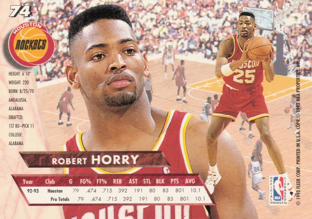 1993-94 Fleer Ultra Robert Horry #74 Houston Rockets