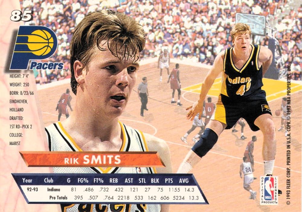 1993-94 Fleer Ultra Rik Smits #85 Indiana Pacers