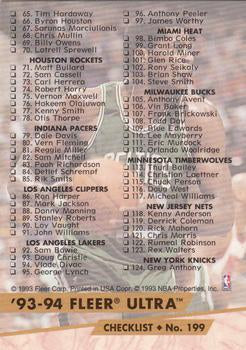 1993-94 Fleer Ultra Checklist: 1-124 CL #199
