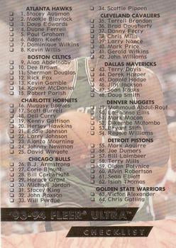 1993-94 Fleer Ultra Checklist: 1-124 CL #199