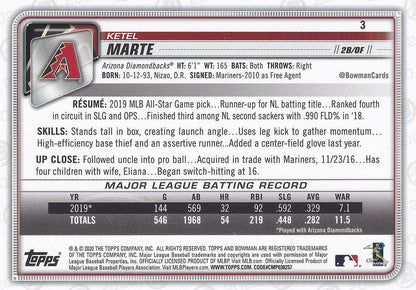 2020 Bowman Ketel Marte #3 Arizona Diamondbacks