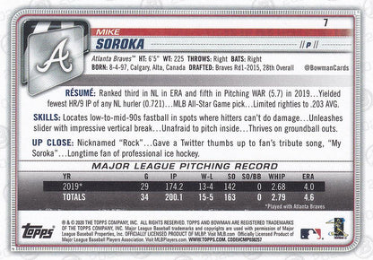 2020 Bowman Mike Soroka #7 Atlanta Braves