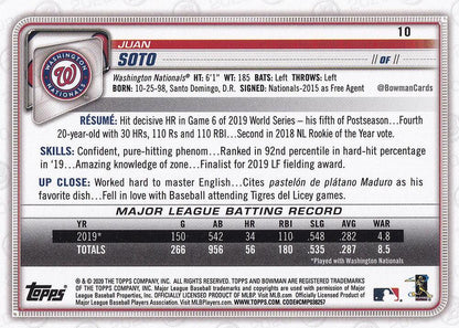 2020 Bowman Juan Soto #10 Washington Nationals
