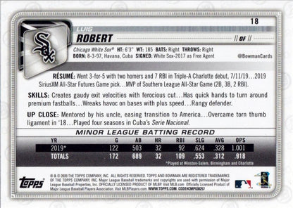 2020 Bowman Luis Robert RC #18 Chicago White Sox